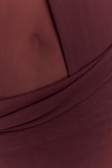 Edwina Knotted Mesh Maxi Dress - Mahogany